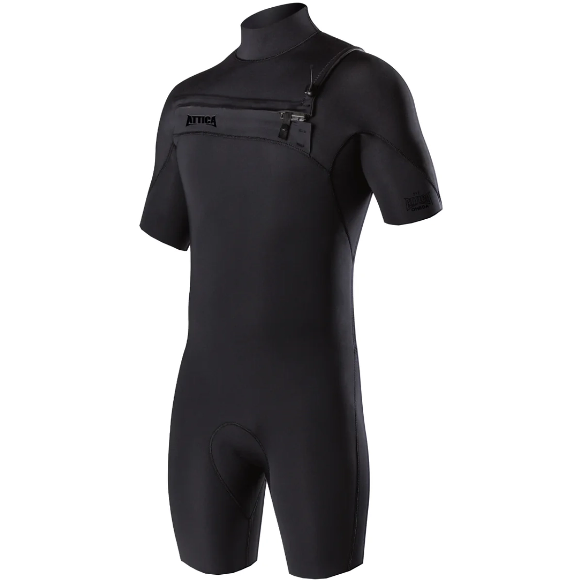 NEOPRENO ATTICA OMEGA Corto Sleeve Chest Zip 2/2MM Spring Wetsuit - BLACK NOIR / BLACK