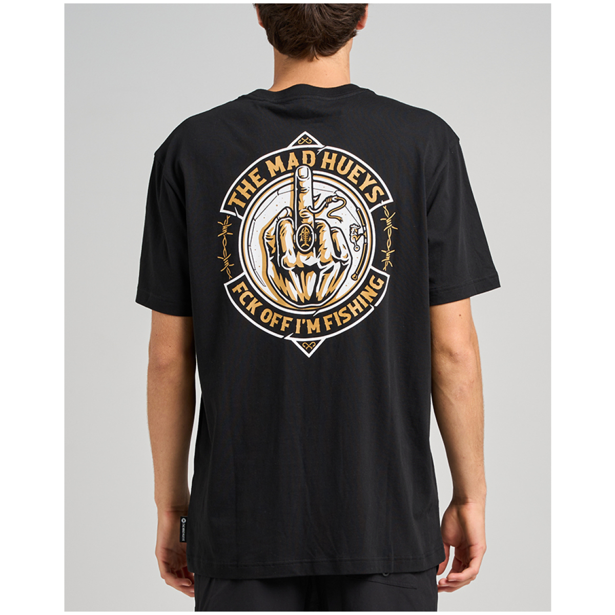 H225M01010 BLACK FK OFF FISH ON SS TEE 1