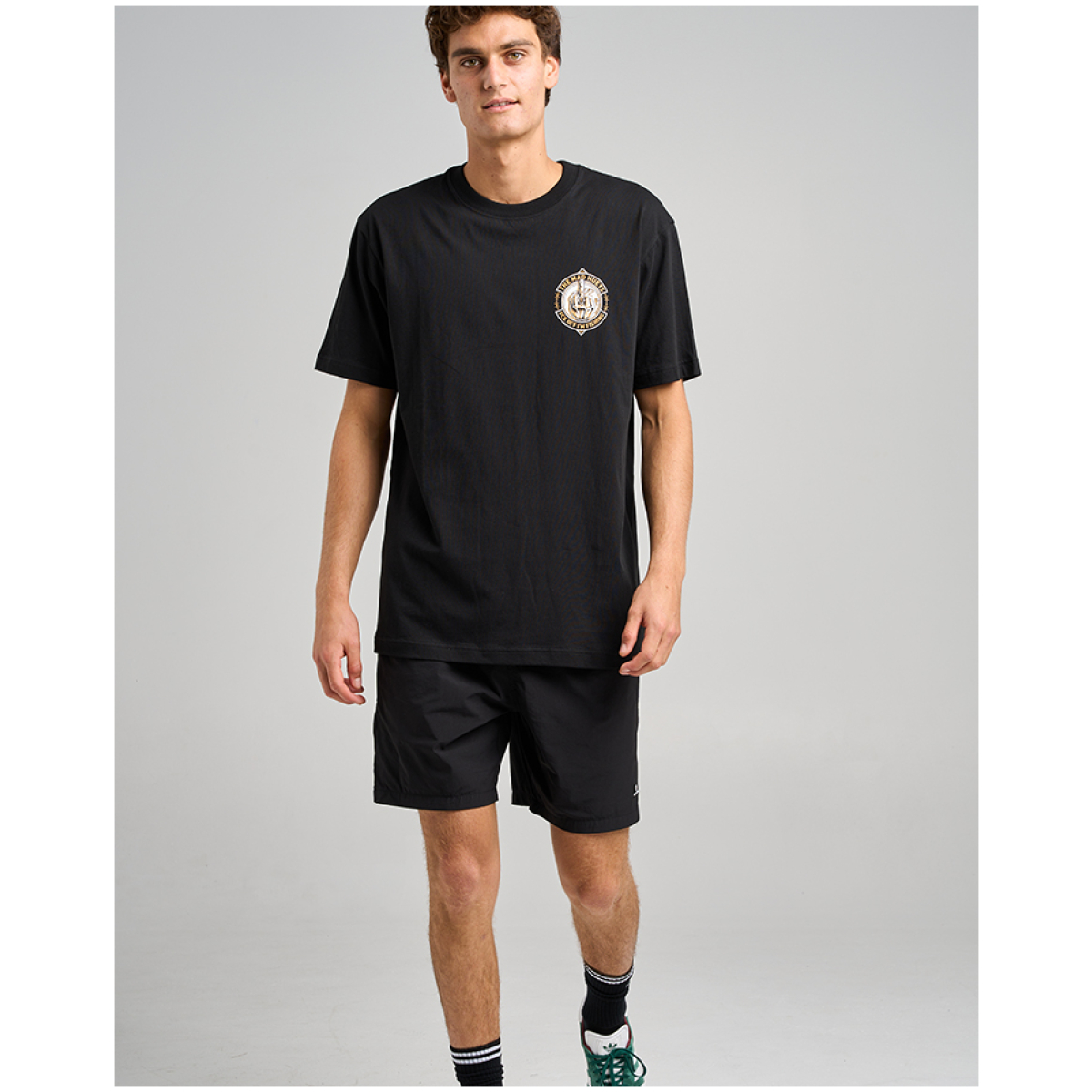 H225M01010 BLACK FK OFF FISH ON SS TEE 8