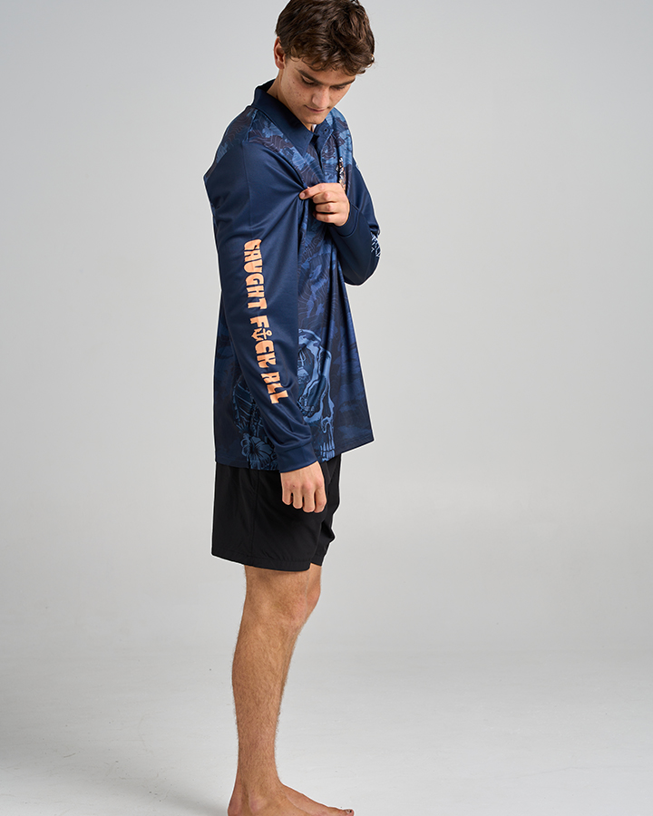 THE MAD HUEY tropic Caught FK All UPF 50+ Fishing Jersey – Navy - Imagen 6