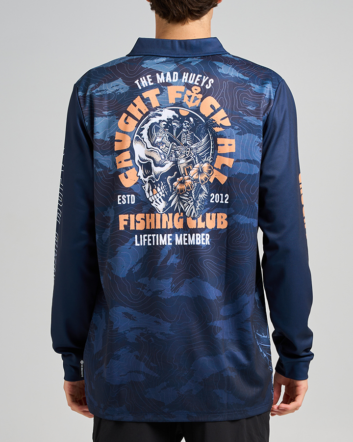 THE MAD HUEY tropic Caught FK All UPF 50+ Fishing Jersey – Navy - Imagen 1