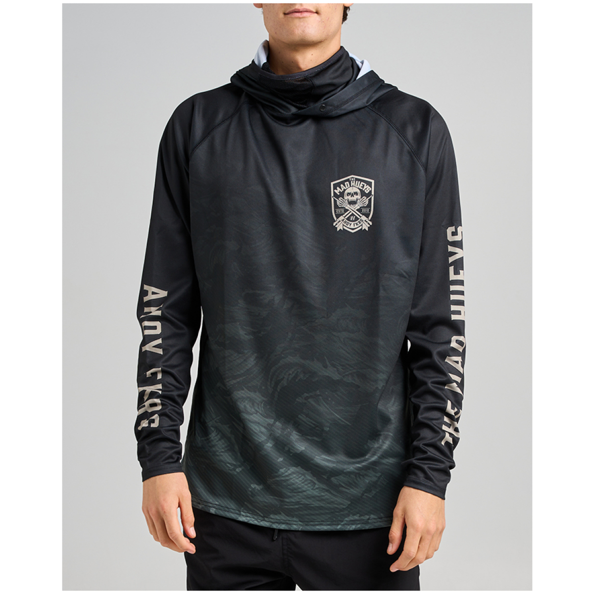 H225M03004 OIL GREEN AHOY FKRS SHIELD UPF 50 HOODED FISHING JERSEY 1