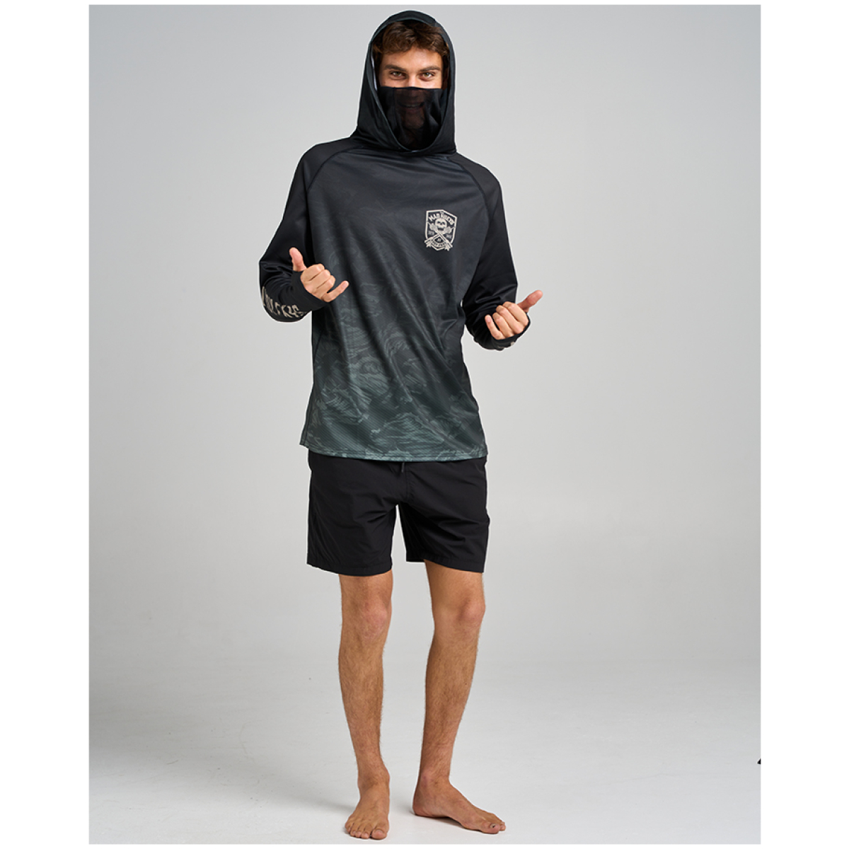 H225M03004 OIL GREEN AHOY FKRS SHIELD UPF 50 HOODED FISHING JERSEY 12