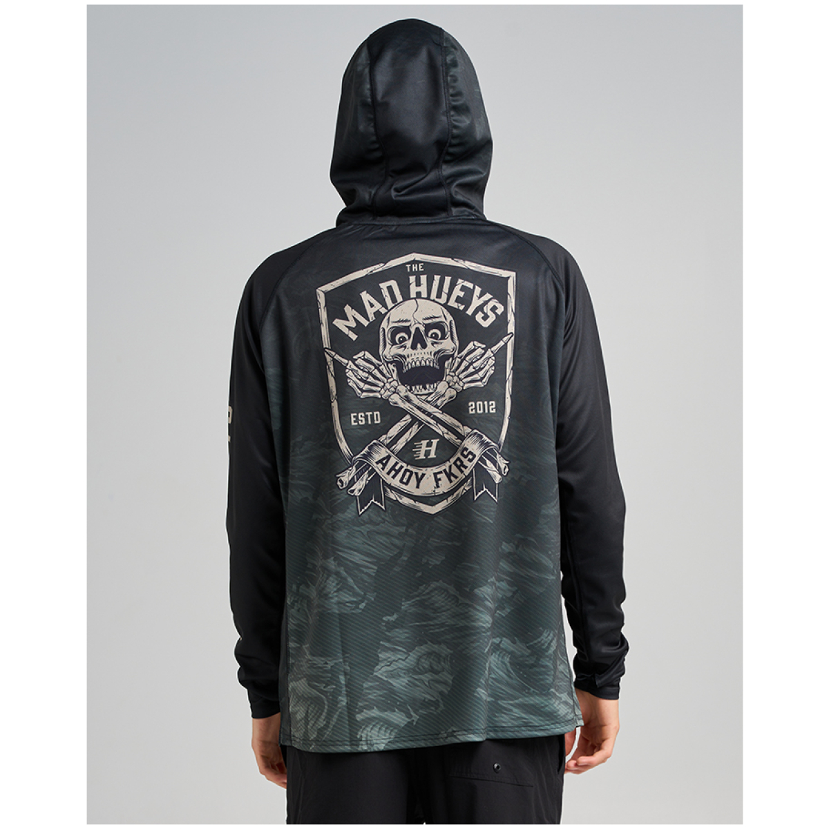 H225M03004 OIL GREEN AHOY FKRS SHIELD UPF 50 HOODED FISHING JERSEY 3