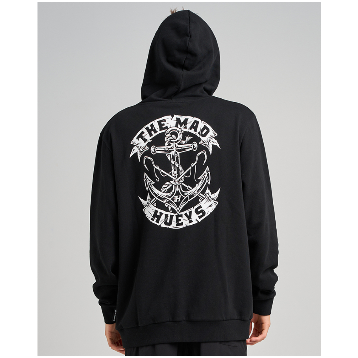 THE MAD HUEYS Drop Anchor Hooded Pullover – Black