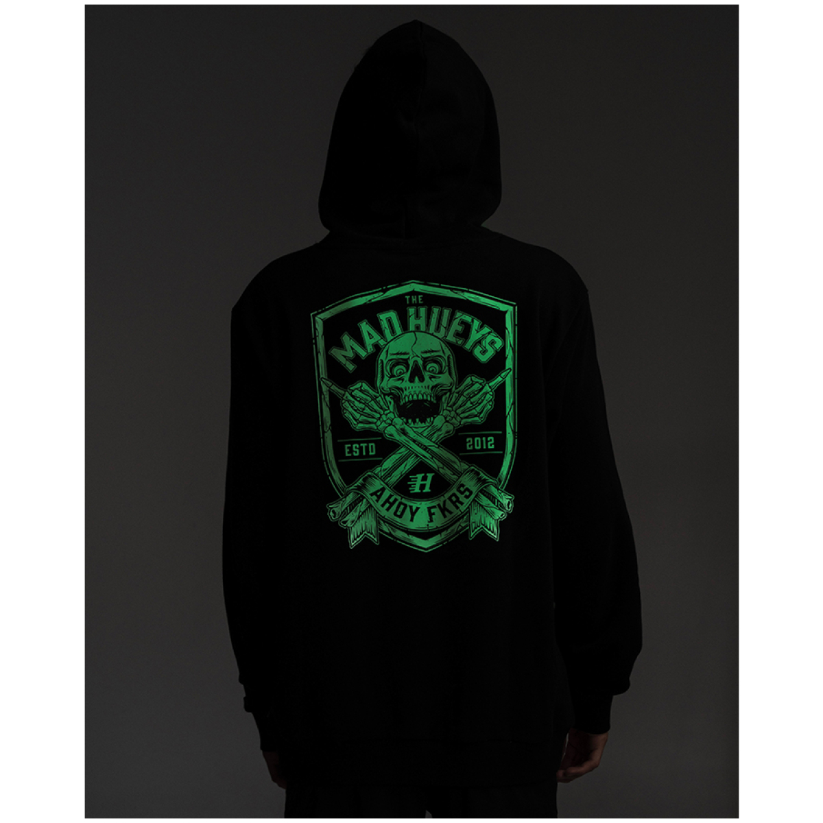 THE MAD HUEYS Ahoy FKRS Shield Hooded Pullover – Black