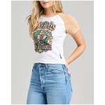 Camiseta de mujer The Mad Hueys Side Saddle Baby Tee, color blanco