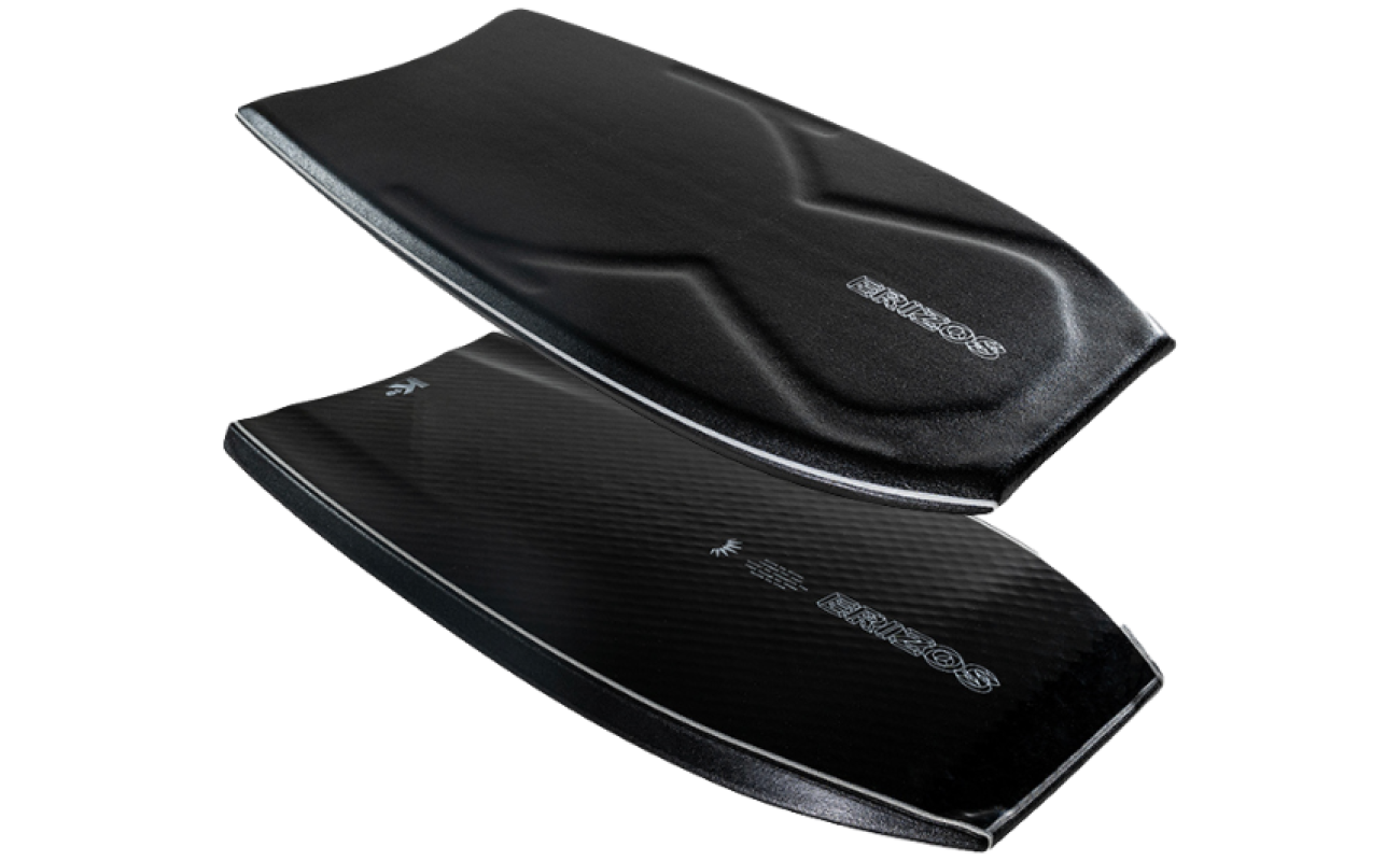 Two black ergonomic swim kickboards with textured surfaces and ERIZOS branding visible