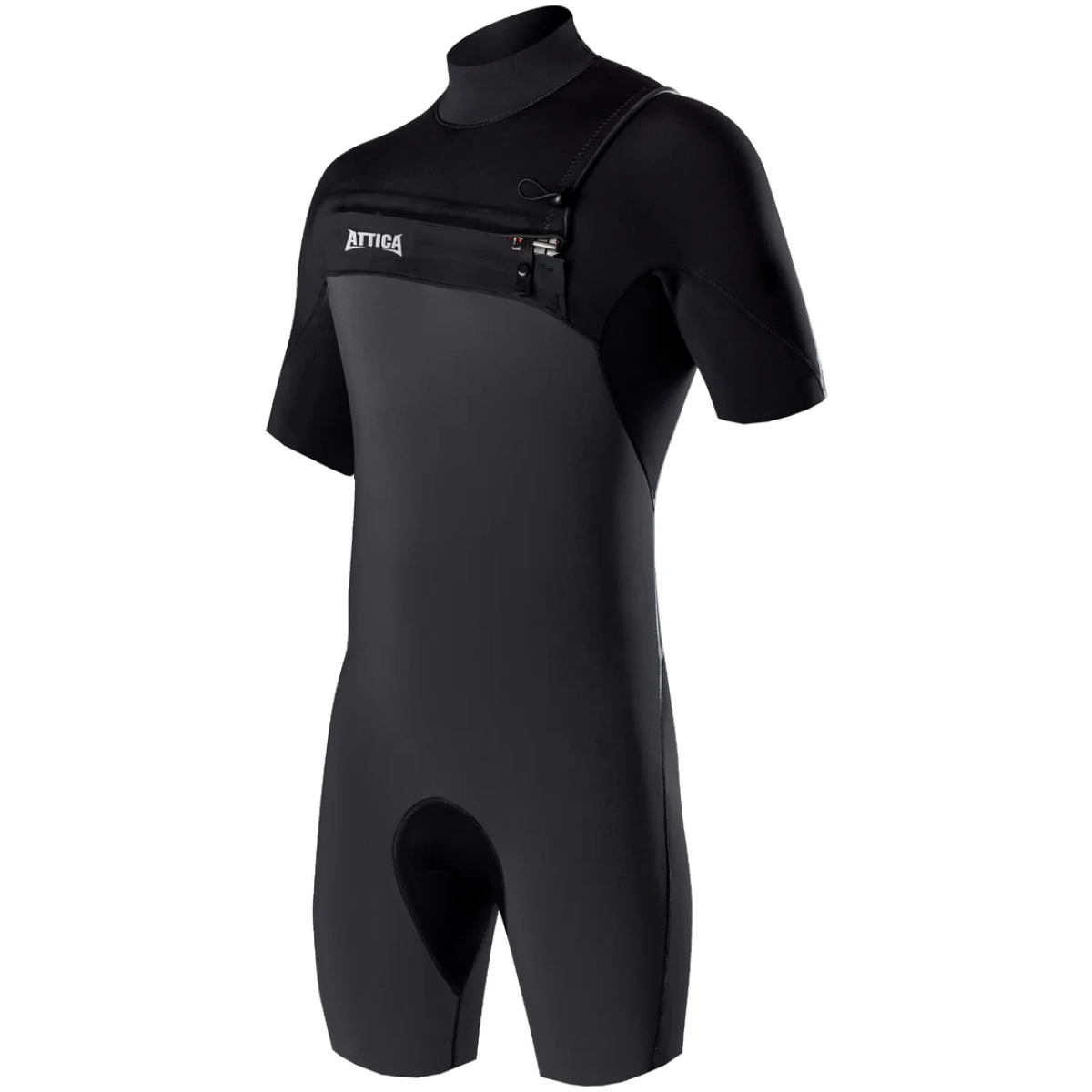 NEOPRENO ATTICA OMEGA Corto Sleeve Chest Zip 2/2MM Spring Wetsuit - BLACK BLACK / GREY