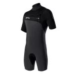 NEOPRENO ATTICA OMEGA Corto Sleeve Chest Zip 2/2MM Spring Wetsuit - BLACK BLACK / GREY - Imagen 2