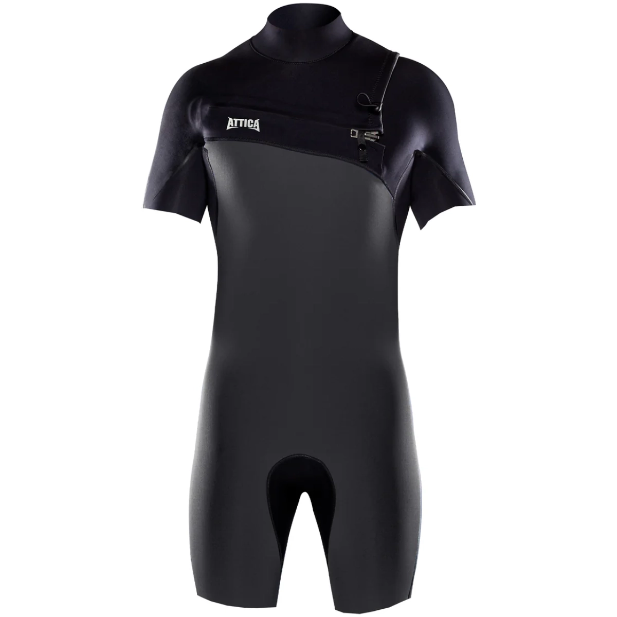 NEOPRENO ATTICA OMEGA Corto Sleeve Chest Zip 2/2MM Spring Wetsuit - BLACK BLACK / GREY