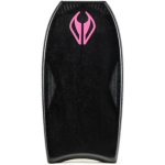 Bodyboard negro con logotipo rosa y contornos moldeados